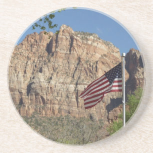 Dessous De Verre En Grès Drapeau américain dans le parc national de Zion I