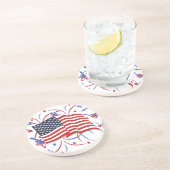 Dessous De Verre En Grès Drapeau américain et feux d'artifice (Côté)