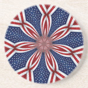 Dessous De Verre En Grès Drapeau américain Kaleidoscope Abstrait 1