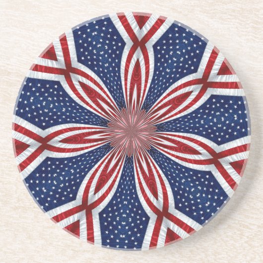 Dessous De Verre En Grès Drapeau américain Kaleidoscope Abstrait 1 (Devant)