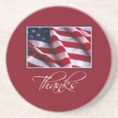 Dessous De Verre En Grès Drapeau américain patriotique merci en rouge (Devant)
