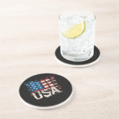 Dessous De Verre En Grès Drapeau américain rétro 4 juillet (Côté)