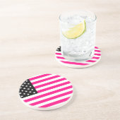 Dessous De Verre En Grès drapeau américain rose (Côté)
