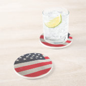 Dessous De Verre En Grès Drapeau américain rouge blanc et bleu (Côté)