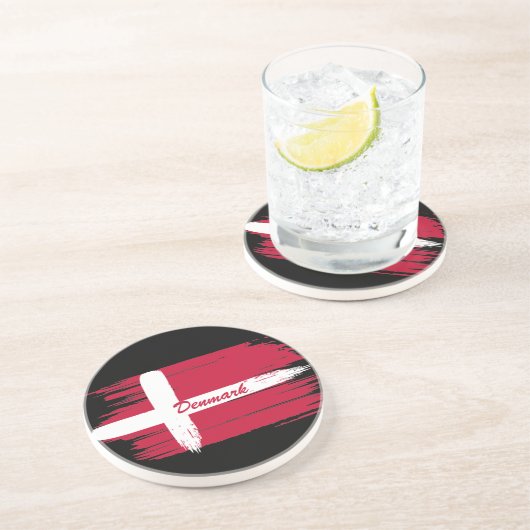 Dessous De Verre En Grès Drapeau artistique de Bruxelles Danemark (Côté)