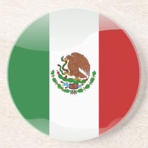 Dessous De Verre En Grès Drapeau brillant du Mexique
