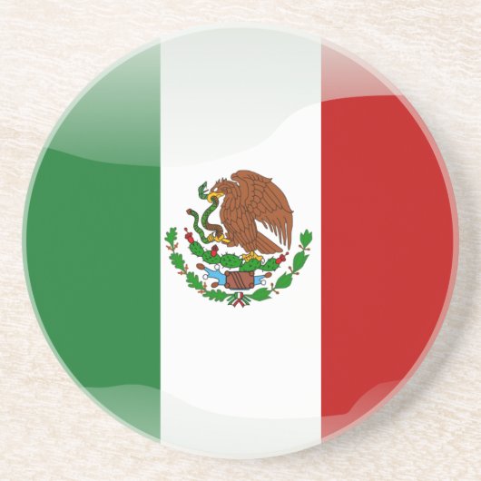 Dessous De Verre En Grès Drapeau brillant du Mexique (Devant)