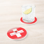 Dessous De Verre En Grès Drapeau brillant suisse (Côté)