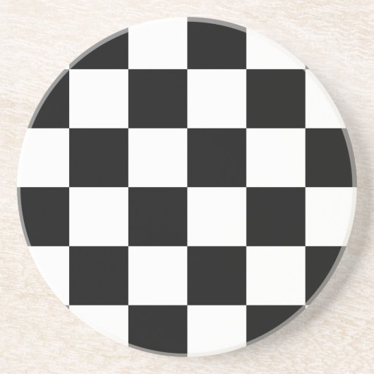 Dessous De Verre En Grès Drapeau Checkered noir et blanc d'emballage (Devant)