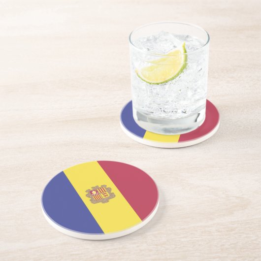 Dessous De Verre En Grès drapeau d'Andorre (Côté)