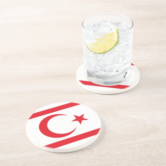 Dessous De Verre En Grès Drapeau de Chypre du Nord (Côté)