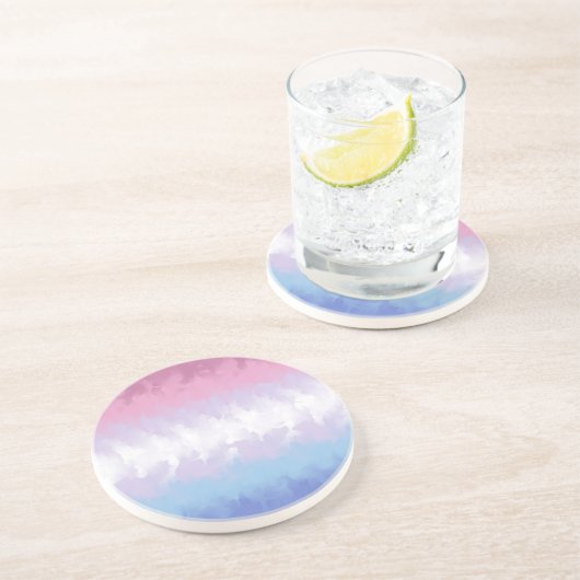 Dessous De Verre En Grès Drapeau de fierté bigenre abstrait fluffy pastel b (Côté)