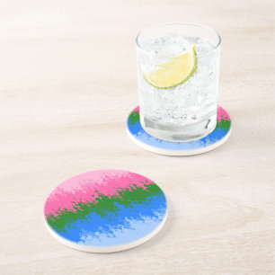 Dessous De Verre En Grès Drapeau de fierté omniromantique abstrait ondulé t