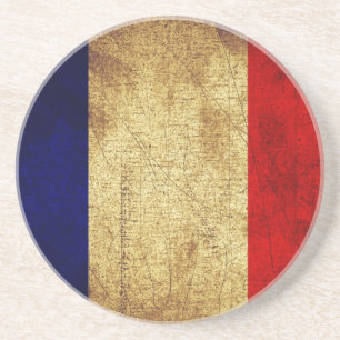 Dessous De Verre En Grès Drapeau de France à Grunge