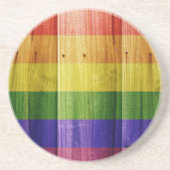 Dessous De Verre En Grès Drapeau de la fierté arc-en-ciel en bois (Devant)