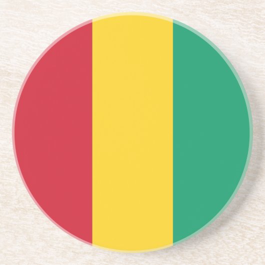 Dessous De Verre En Grès Drapeau de la Guinée (Devant)