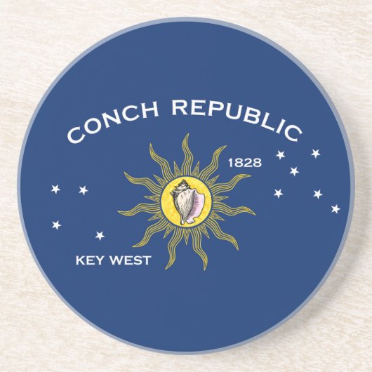 Dessous De Verre En Grès Drapeau de la République de Conch, Drapeau de Key  (Devant)