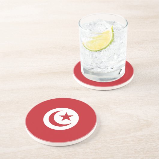 Dessous De Verre En Grès Drapeau de la Tunisie (Côté)