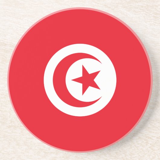 Dessous De Verre En Grès Drapeau de la Tunisie (Devant)