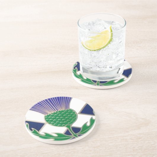 Dessous De Verre En Grès Drapeau de l'Ecosse et de chardon (Côté)