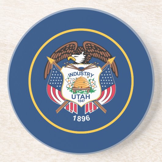 Dessous De Verre En Grès Drapeau de l'État de l'Utah (Devant)