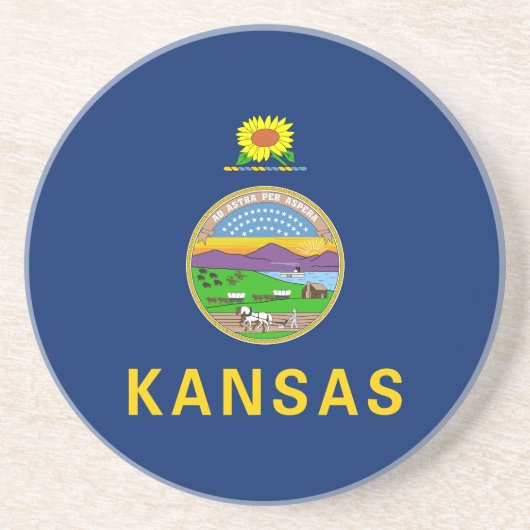 Dessous De Verre En Grès Drapeau de l'État du Kansas (Devant)