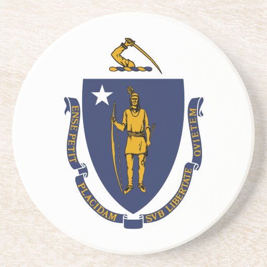 Dessous De Verre En Grès Drapeau de l'État du Massachusetts (Devant)