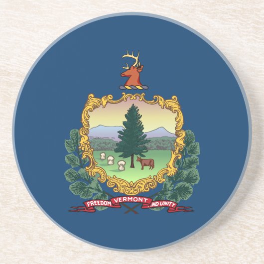 Dessous De Verre En Grès Drapeau de l'État du Vermont (Devant)