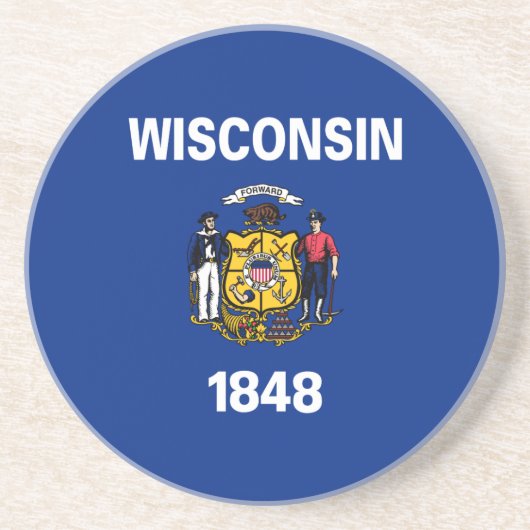 Dessous De Verre En Grès Drapeau de l'État du Wisconsin (Devant)