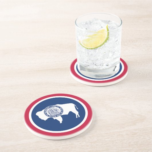 Dessous De Verre En Grès Drapeau de l'État du Wyoming (Côté)