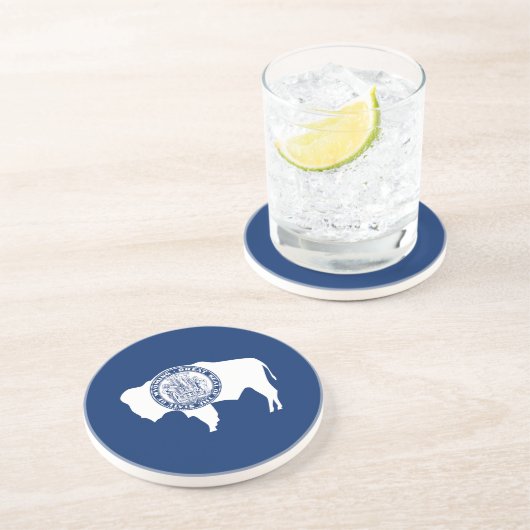 Dessous De Verre En Grès Drapeau de l'État du Wyoming (Côté)