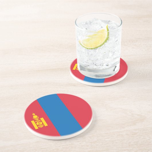 Dessous De Verre En Grès Drapeau de Mongolie (Côté)
