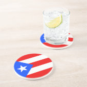 Dessous De Verre En Grès Drapeau de Porto Rico (Côté)