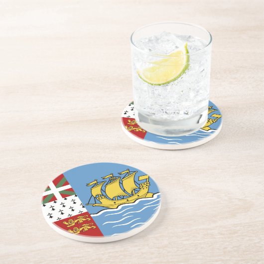 Dessous De Verre En Grès Drapeau de Saint-Pierre-et-Miquelon (Côté)