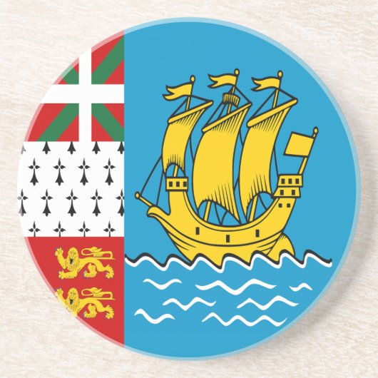 Dessous De Verre En Grès Drapeau de Saint-Pierre-et-Miquelon (Devant)