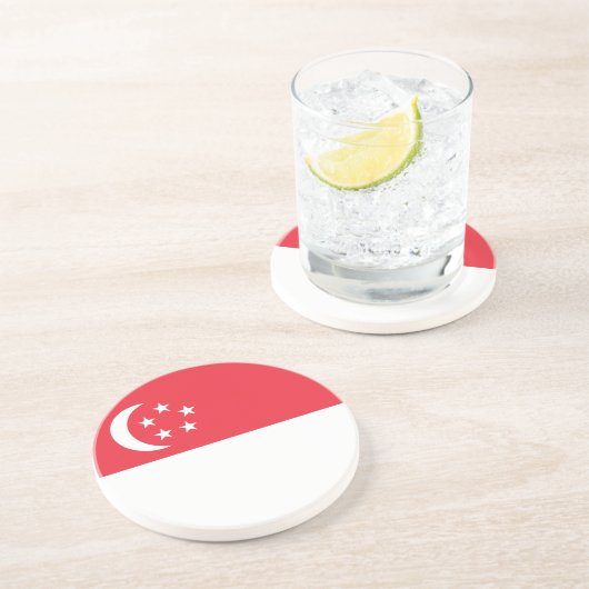 Dessous De Verre En Grès Drapeau de Singapour (Côté)