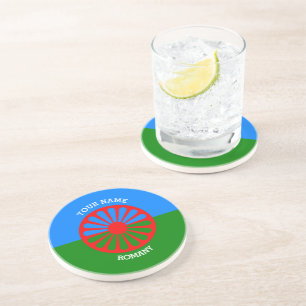 Dessous De Verre En Grès Drapeau de voyageur tzigane romani officiel person