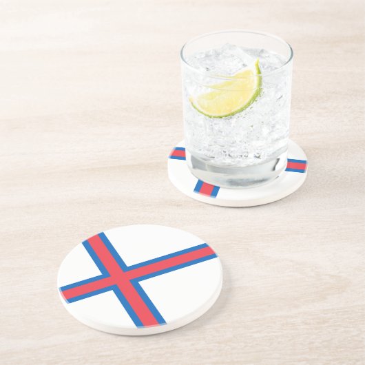 Dessous De Verre En Grès Drapeau des îles Féroé (Côté)