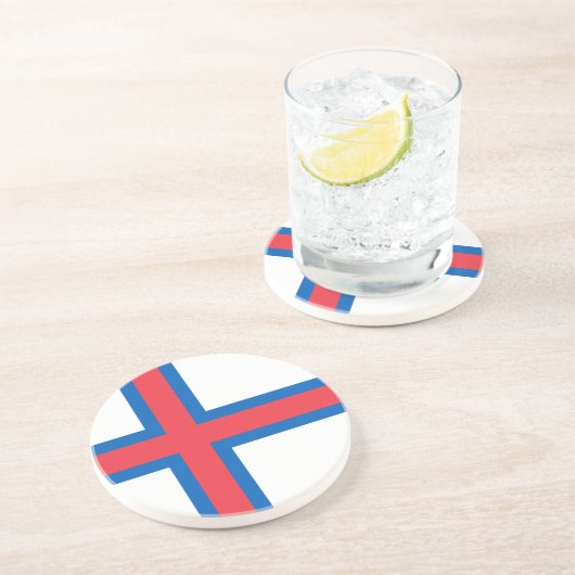 Dessous De Verre En Grès Drapeau des îles Féroé (Côté)