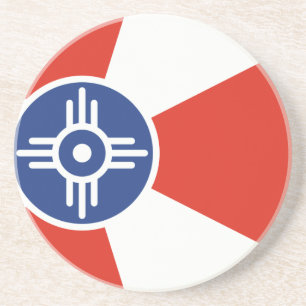 Dessous De Verre En Grès Drapeau des TIC Wichita Kansas