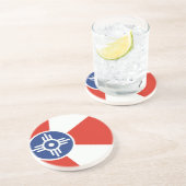 Dessous De Verre En Grès Drapeau des TIC Wichita Kansas (Côté)