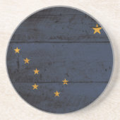 Dessous De Verre En Grès Drapeau d'état de l'Alaska sur le vieux grain en (Devant)