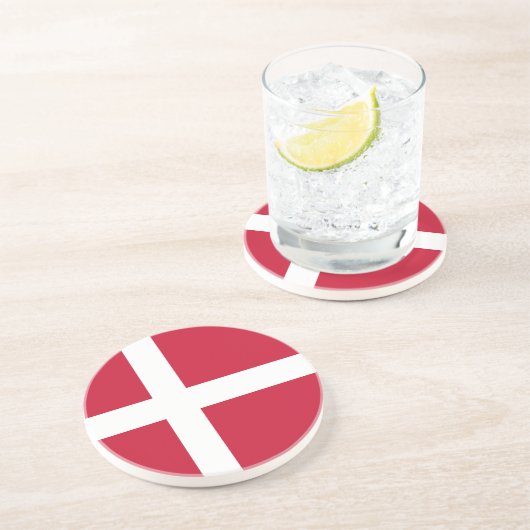 Dessous De Verre En Grès Drapeau du Danemark (Côté)