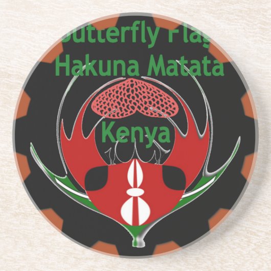 Dessous De Verre En Grès Drapeau du Kenya - Hakuna Matata Patriotic (Devant)