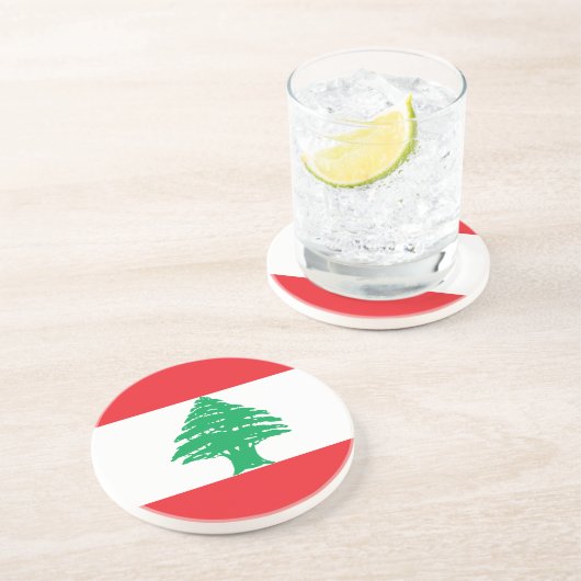 Dessous De Verre En Grès Drapeau du Liban (Côté)