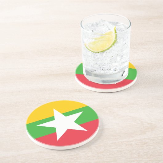Dessous De Verre En Grès Drapeau du Myanmar (Côté)