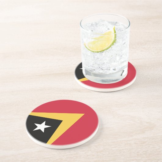 Dessous De Verre En Grès Drapeau du Timor oriental (Côté)