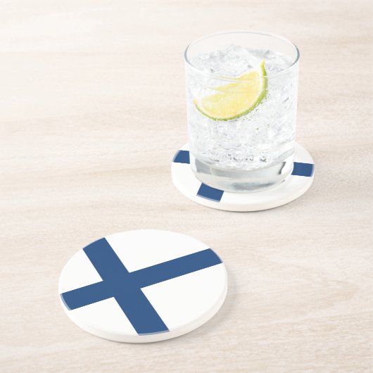 Dessous De Verre En Grès Drapeau Finlande (Côté)