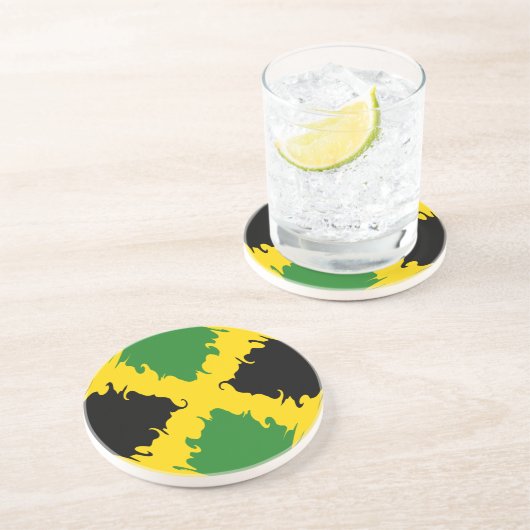 Dessous De Verre En Grès Drapeau Gnarly de la Jamaïque (Côté)