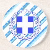 Dessous De Verre En Grès Drapeau grec de rayures (Devant)
